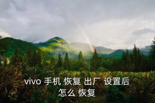 vivo 手機 恢復 出廠 設置后怎么 恢復