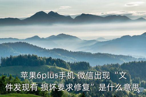  蘋果6plus手機(jī) 微信出現(xiàn)“文件發(fā)現(xiàn)有 損壞要求修復(fù)”是什么意思