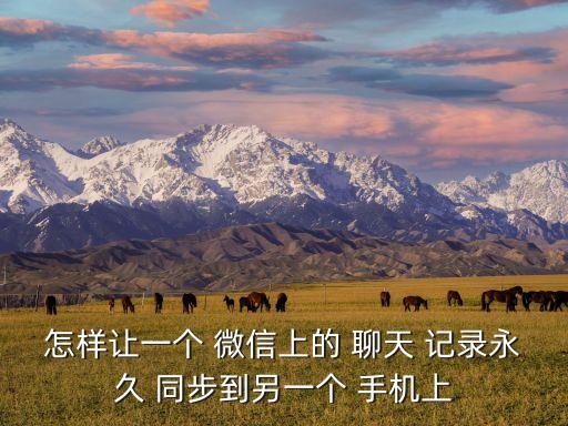 怎樣讓一個 微信上的 聊天 記錄永久 同步到另一個 手機(jī)上