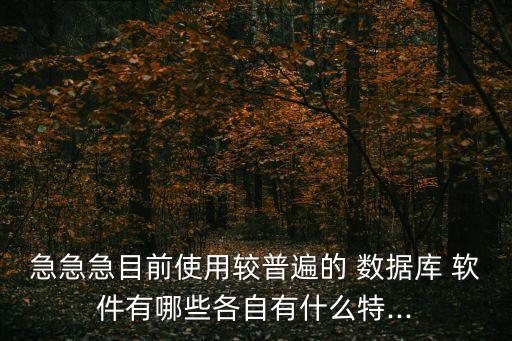 急急急目前使用較普遍的 數(shù)據(jù)庫(kù) 軟件有哪些各自有什么特...