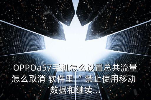 OPPOa57手機(jī)怎么設(shè)置總共流量怎么取消 軟件里“ 禁止使用移動(dòng) 數(shù)據(jù)和繼續(xù)...