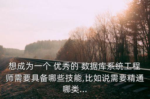 想成為一個 優(yōu)秀的 數(shù)據庫系統(tǒng)工程師需要具備哪些技能,比如說需要精通哪類...