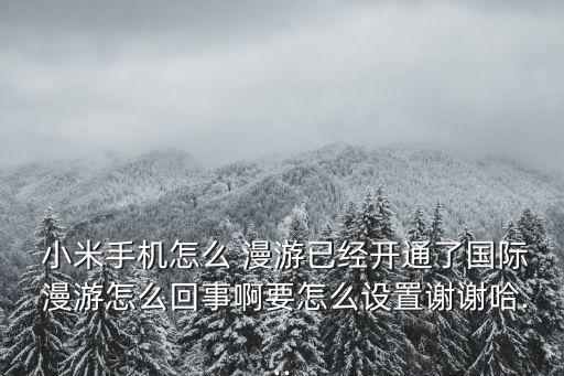  小米手機怎么 漫游已經開通了國際 漫游怎么回事啊要怎么設置謝謝哈...