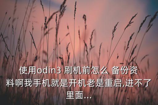 使用odin3 刷機(jī)前怎么 備份資料啊我手機(jī)就是開機(jī)老是重啟,進(jìn)不了里面...