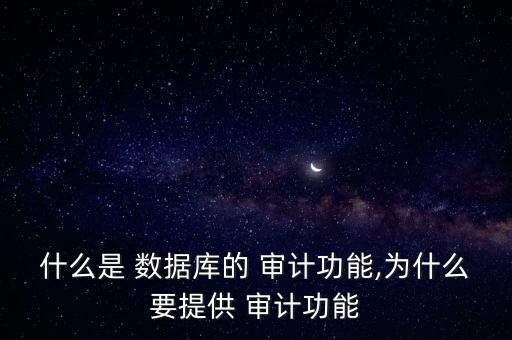 什么是 數(shù)據(jù)庫(kù)的 審計(jì)功能,為什么要提供 審計(jì)功能