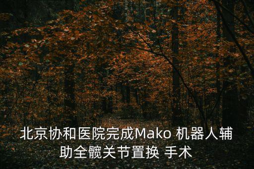 北京協(xié)和醫(yī)院完成Mako 機(jī)器人輔助全髖關(guān)節(jié)置換 手術(shù)