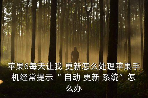 蘋果6每天讓我 更新怎么處理蘋果手機(jī)經(jīng)常提示“ 自動 更新 系統(tǒng)”怎么辦