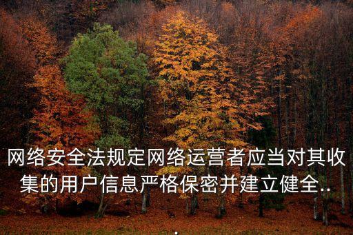 網(wǎng)絡(luò)安全法規(guī)定網(wǎng)絡(luò)運(yùn)營(yíng)者應(yīng)當(dāng)對(duì)其收集的用戶信息嚴(yán)格保密并建立健全...