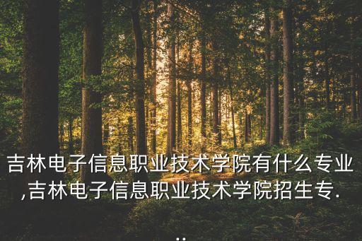 吉林電子信息職業(yè)技術(shù)學(xué)院有什么專業(yè),吉林電子信息職業(yè)技術(shù)學(xué)院招生專...