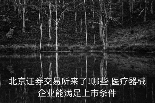 北京證券交易所來了!哪些 醫(yī)療器械企業(yè)能滿足上市條件