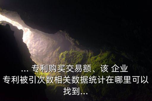 ... 專利購(gòu)買交易額、該 企業(yè) 專利被引次數(shù)相關(guān)數(shù)據(jù)統(tǒng)計(jì)在哪里可以找到...