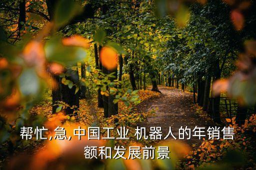 幫忙,急,中國工業(yè) 機(jī)器人的年銷售額和發(fā)展前景