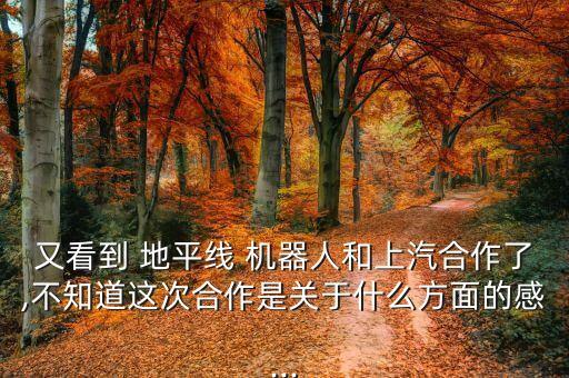 又看到 地平線 機(jī)器人和上汽合作了,不知道這次合作是關(guān)于什么方面的感...