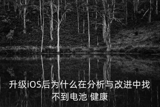 升級(jí)iOS后為什么在分析與改進(jìn)中找不到電池 健康