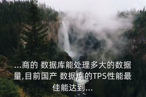 ...商的 數(shù)據(jù)庫(kù)能處理多大的數(shù)據(jù)量,目前國(guó)產(chǎn) 數(shù)據(jù)庫(kù)的TPS性能最佳能達(dá)到...