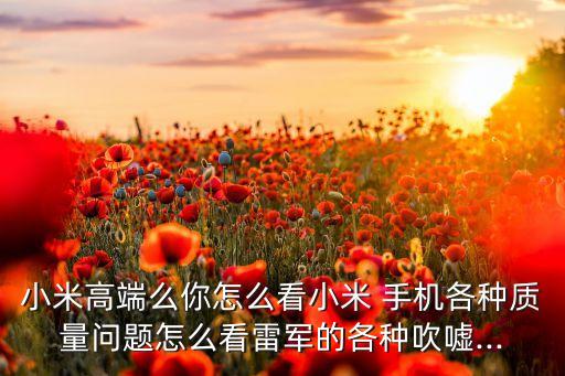 小米高端么你怎么看小米 手機(jī)各種質(zhì)量問題怎么看雷軍的各種吹噓...