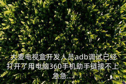  大麥電視盒開發(fā)人員adb調(diào)試已經(jīng)打開了用電腦360手機助手鏈接不上急急...