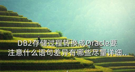 DB2存儲(chǔ)過程轉(zhuǎn)換成Oracle要注意什么語(yǔ)句差異有哪些盡量詳細(xì)...