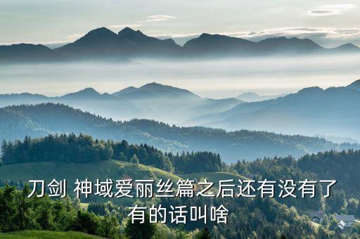  刀劍 神域愛麗絲篇之后還有沒有了有的話叫啥