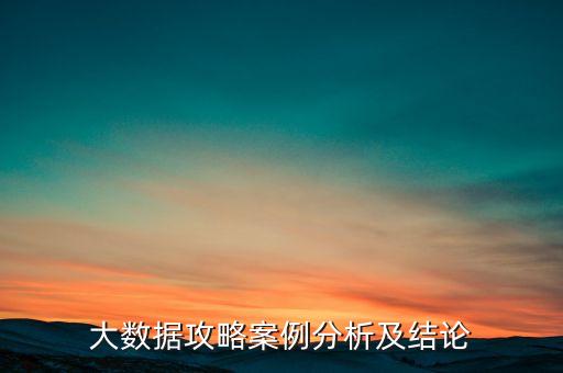大數(shù)據(jù)攻略案例分析及結(jié)論