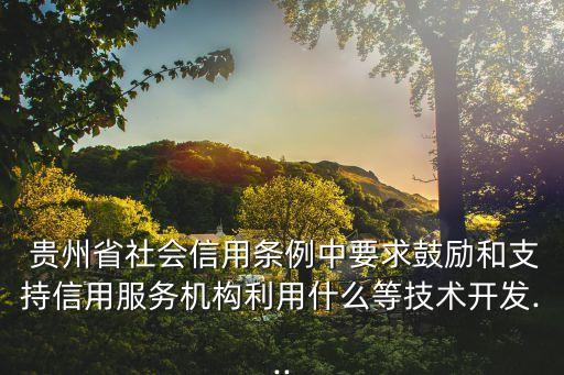  貴州省社會(huì)信用條例中要求鼓勵(lì)和支持信用服務(wù)機(jī)構(gòu)利用什么等技術(shù)開(kāi)發(fā)...