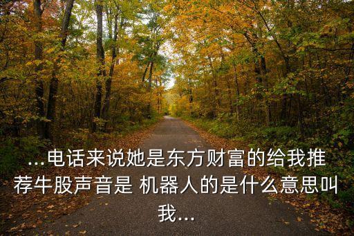 ...電話來(lái)說(shuō)她是東方財(cái)富的給我推薦牛股聲音是 機(jī)器人的是什么意思叫我...