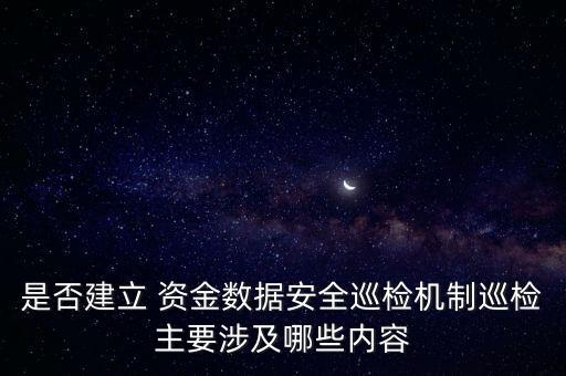 是否建立 資金數(shù)據(jù)安全巡檢機制巡檢主要涉及哪些內(nèi)容
