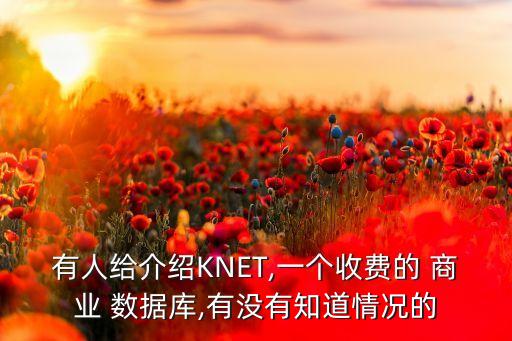 有人給介紹KNET,一個收費的 商業(yè) 數(shù)據(jù)庫,有沒有知道情況的