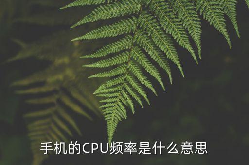 手機的CPU頻率是什么意思