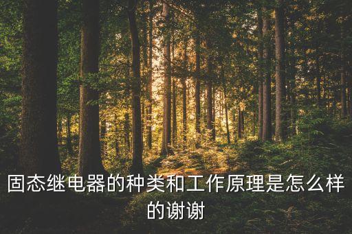 固態(tài)繼電器的種類和工作原理是怎么樣的謝謝