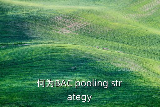何為BAC pooling strategy