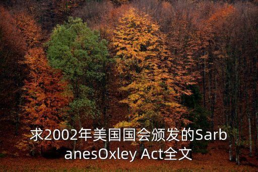 求2002年美國(guó)國(guó)會(huì)頒發(fā)的SarbanesOxley Act全文