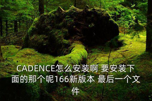 CADENCE怎么安裝啊 要安裝下面的那個(gè)呢166新版本 最后一個(gè)文件