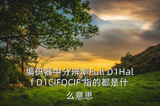 編碼器中分辨率Full D1Half D1CIFQCIF 指的都是什么意思