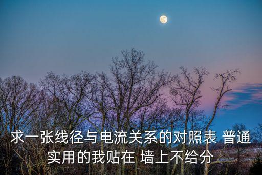 電流與線徑對照表，求一張線徑與電流關系的對照表 普通實用的我貼在 墻上不給分