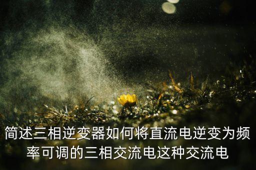 簡(jiǎn)述三相逆變器如何將直流電逆變?yōu)轭l率可調(diào)的三相交流電這種交流電