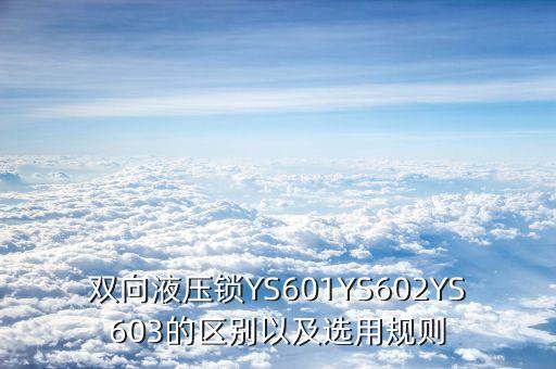 雙向液壓鎖YS601YS602YS603的區(qū)別以及選用規(guī)則