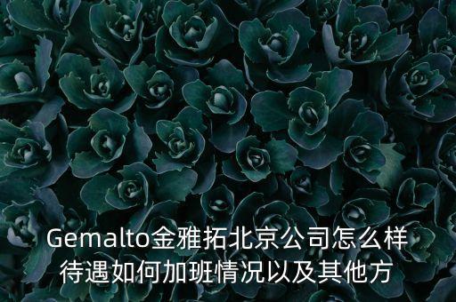 Gemalto金雅拓北京公司怎么樣待遇如何加班情況以及其他方
