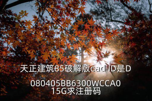 天正建筑85破解版cad ID是D080405BB6300WCCA015G求注冊碼