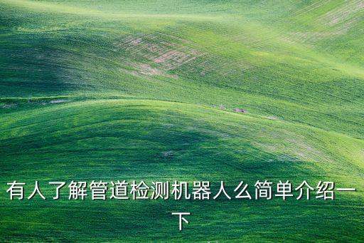 有人了解管道檢測(cè)機(jī)器人么簡(jiǎn)單介紹一下