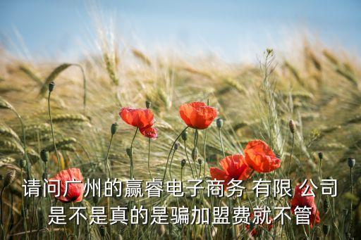 請(qǐng)問廣州的贏睿電子商務(wù) 有限 公司是不是真的是騙加盟費(fèi)就不管
