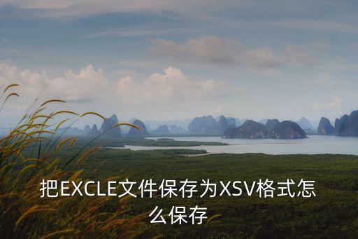 xsv，把EXCLE文件保存為XSV格式怎么保存