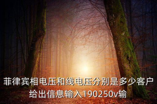菲律賓相電壓和線電壓分別是多少客戶給出信息輸入190250v輸