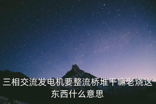 整流橋的作用，三相交流發(fā)電機要整流橋堆干嘛老燒這東西什么意思