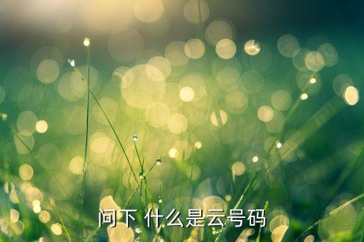 問下 什么是云號(hào)碼