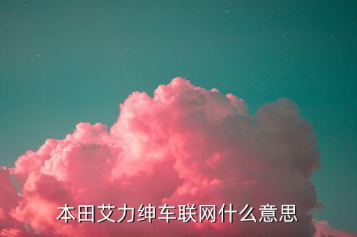 本田艾力紳車聯(lián)網(wǎng)什么意思