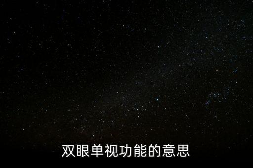 雙眼單視功能的意思