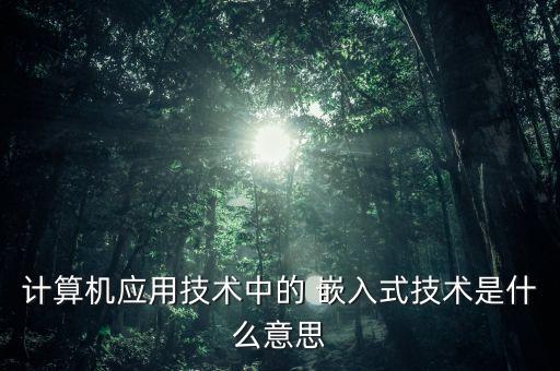 嵌入式技術(shù)，什么是嵌入式技術(shù)