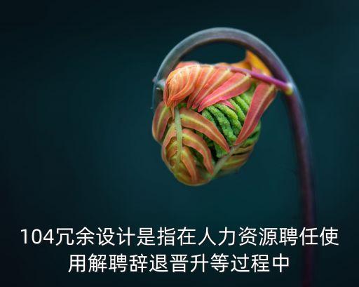 104冗余設(shè)計是指在人力資源聘任使用解聘辭退晉升等過程中