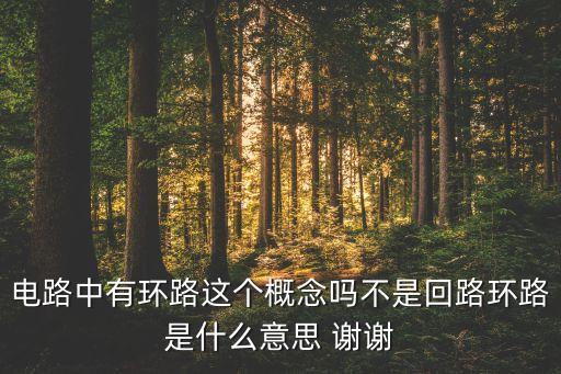 環(huán)路，電路中有環(huán)路這個(gè)概念嗎不是回路環(huán)路是什么意思 謝謝